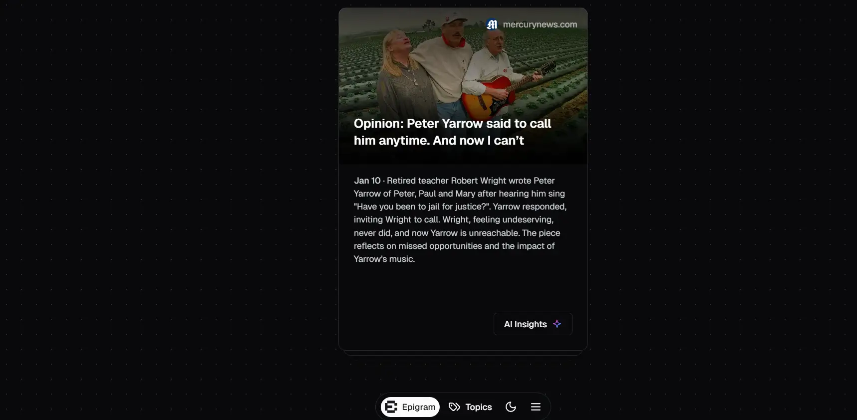 Epigram AI News App Interface