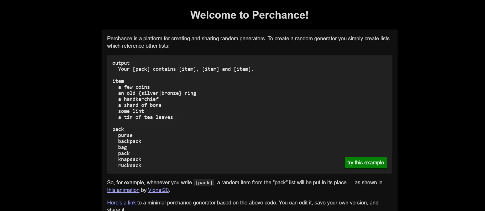 Perchance Random Generator