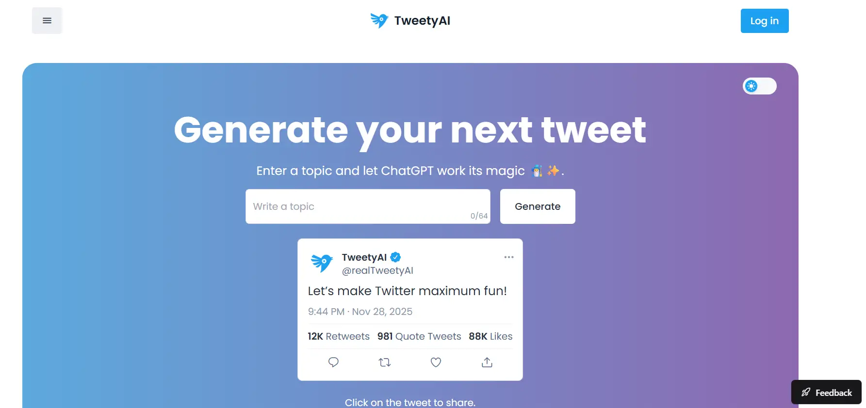 TweetyAI Tweet Generator