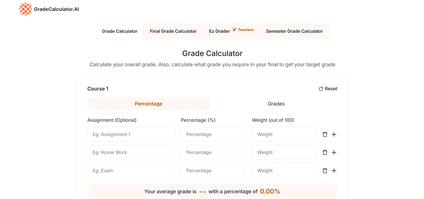 GradeCalculator.AI Free Tool