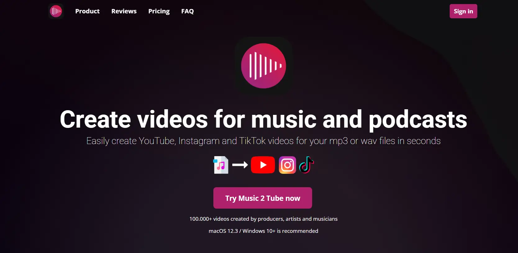 Music 2 Tube Audio to Video