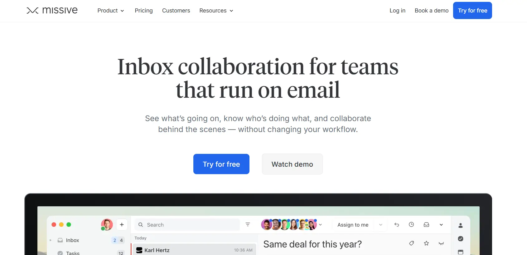 Missive team inbox and email collaboration