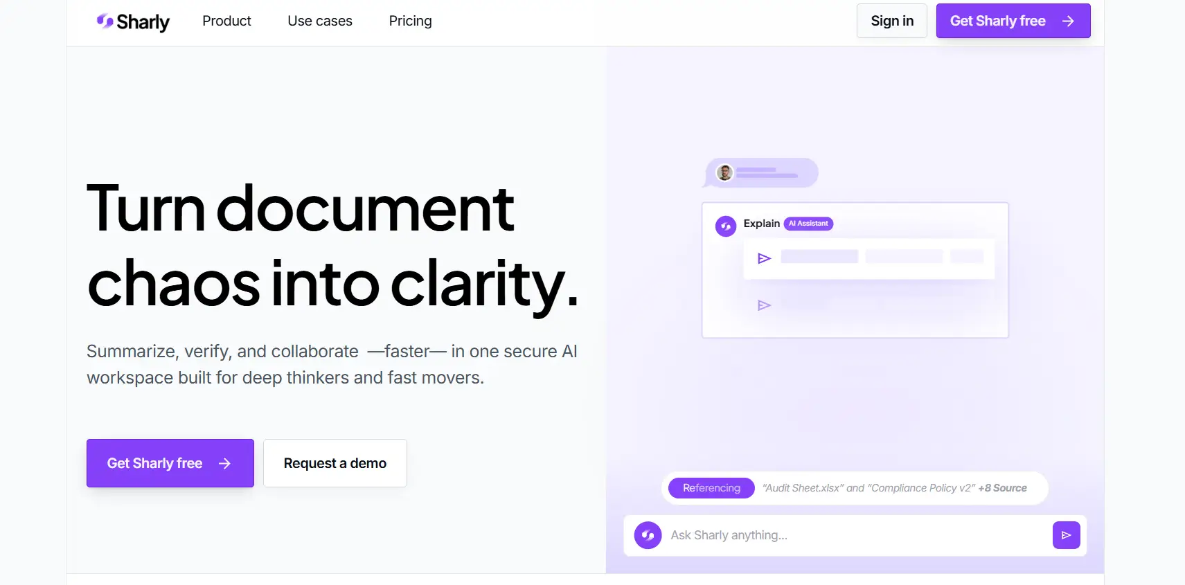 Sharly.ai AI research workspace with citations