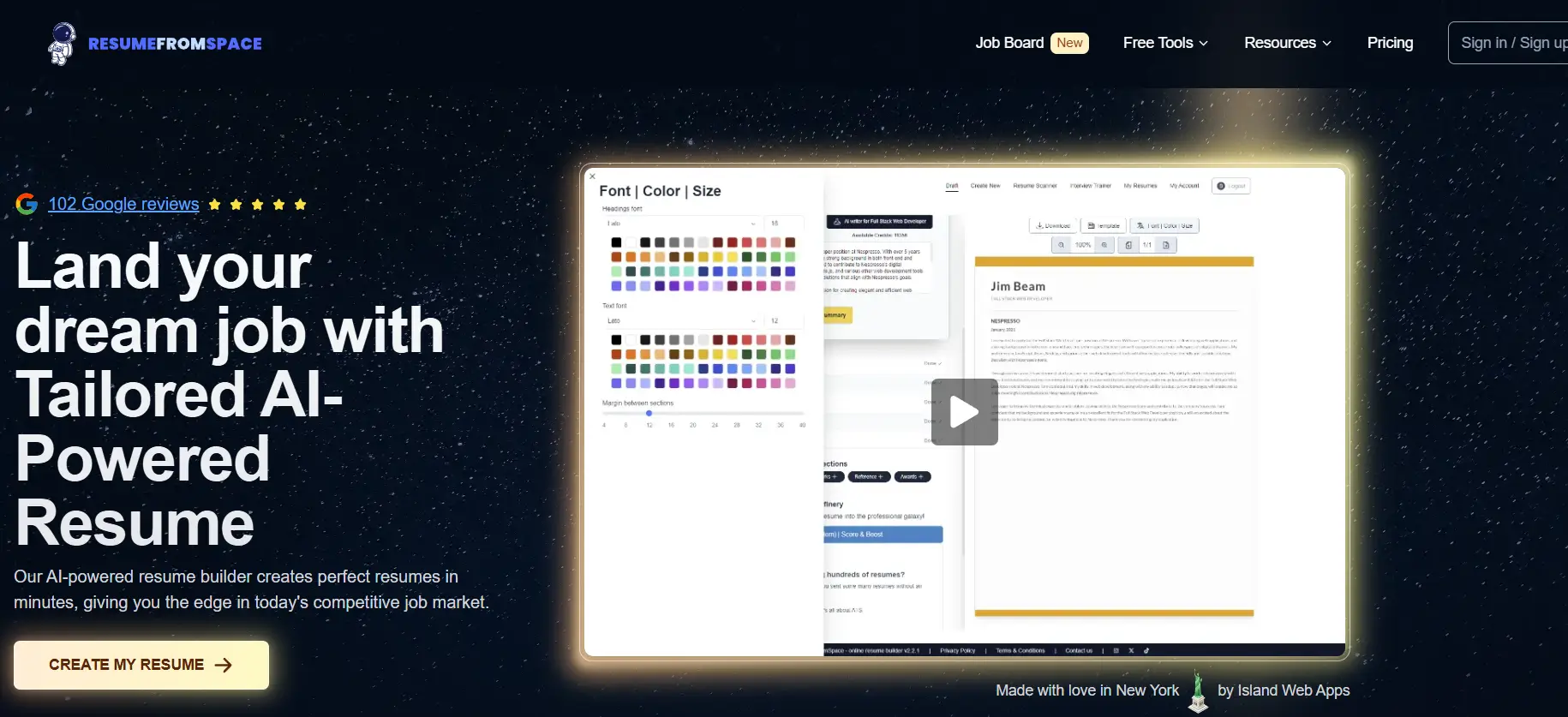 ResumeFromSpace AI powered resume builder ATS matching score